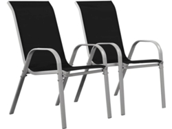 Conjunto 2 Sillas de Jardín HABITAT Y JARDÍN Cordoba (Negro - 53.5 x 75 x 92 cm)