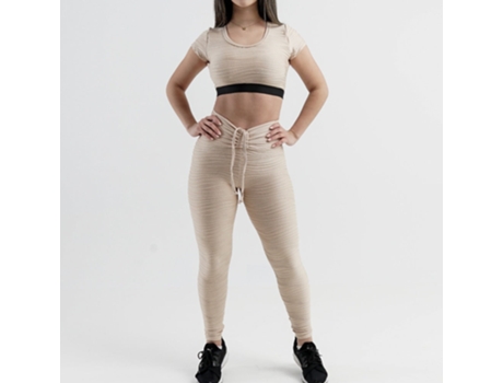 Conjunto Legging y Top para Mujer FORZA FITNESS Texturizado Bege para Fitness (Talla Unica)