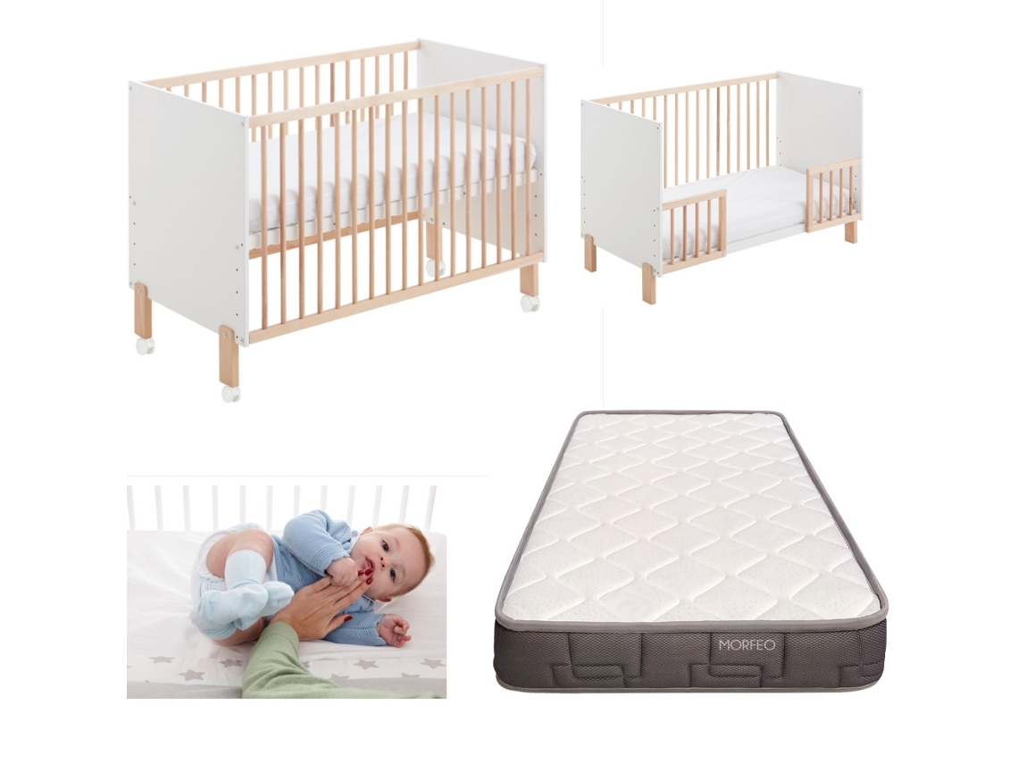 Cuna Colecho COOL DREAMS Umami (120x60 - Kit Colecho - Colchón Hr - Barandillas para Convertir La Cuna en Cama - 4 Ruedas)