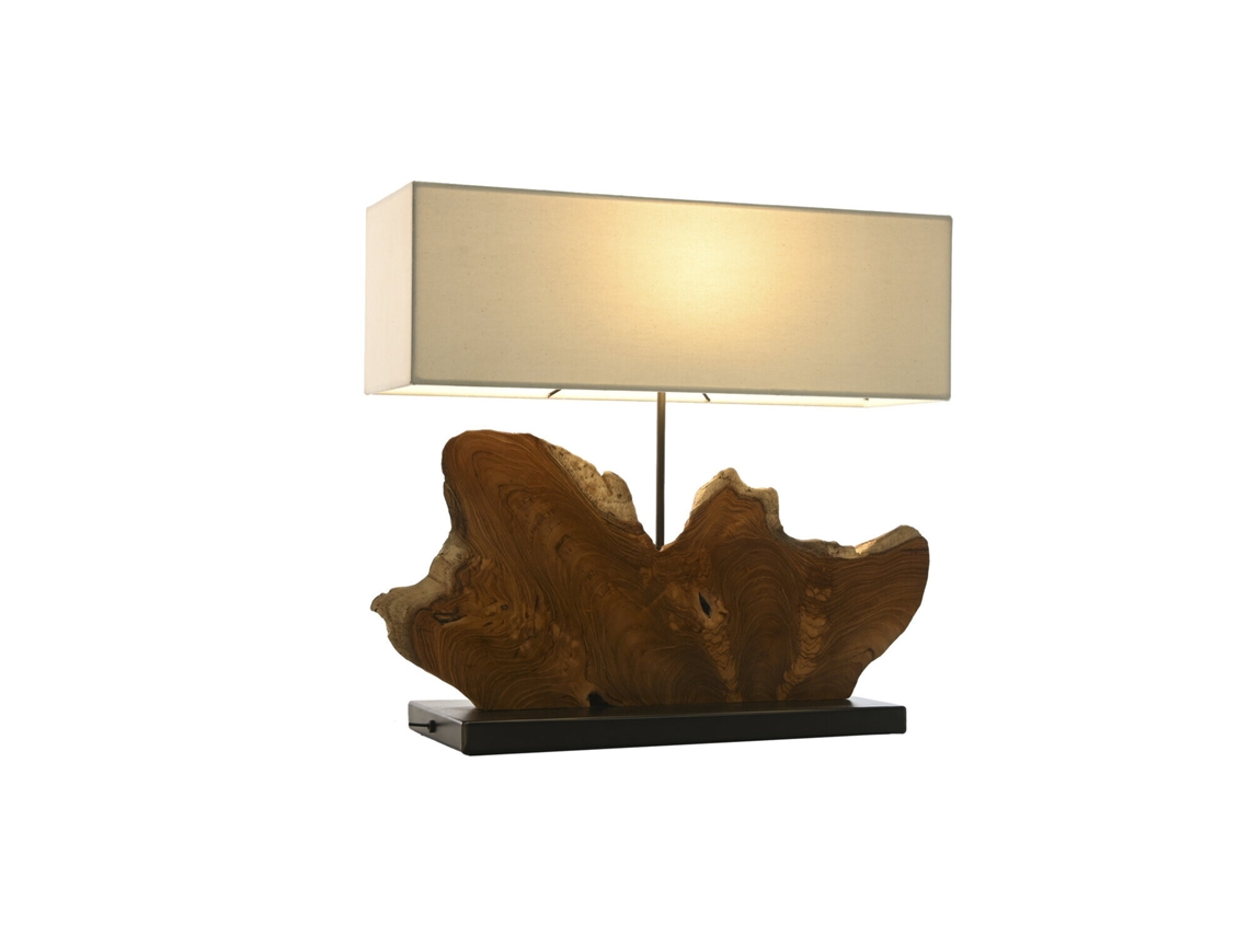 Lampara Sobremesa Teca Hierro 60x20x55cm
