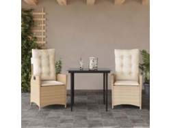 Juego de comedor de jardín de 3 piezas con cojines de mimbre beige de DKD Home Decor