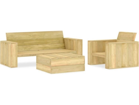 Conjunto 3 de muebles de jardín VIDAXL madera de pino impregnada