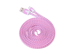 Cable De Datos Plano Universal Para Android Noodle De 3m Color Rosa Transferencia De Datos Y Carga