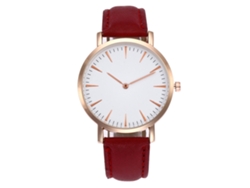Reloj De Cuarzo Con Correa De Cuero Simple Y Moderno Para Decoración (rojo)