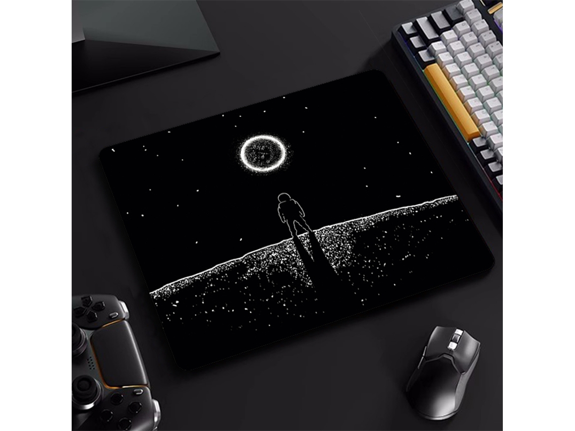 Alfombrilla para ratón gaming (250x290x3 mm, tamaño pequeño), estampado de astronauta, material de goma antideslizante.