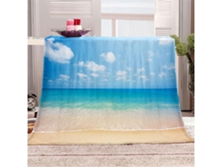 Manta de microfibra con estampado de playa y paisaje, 180x220cm