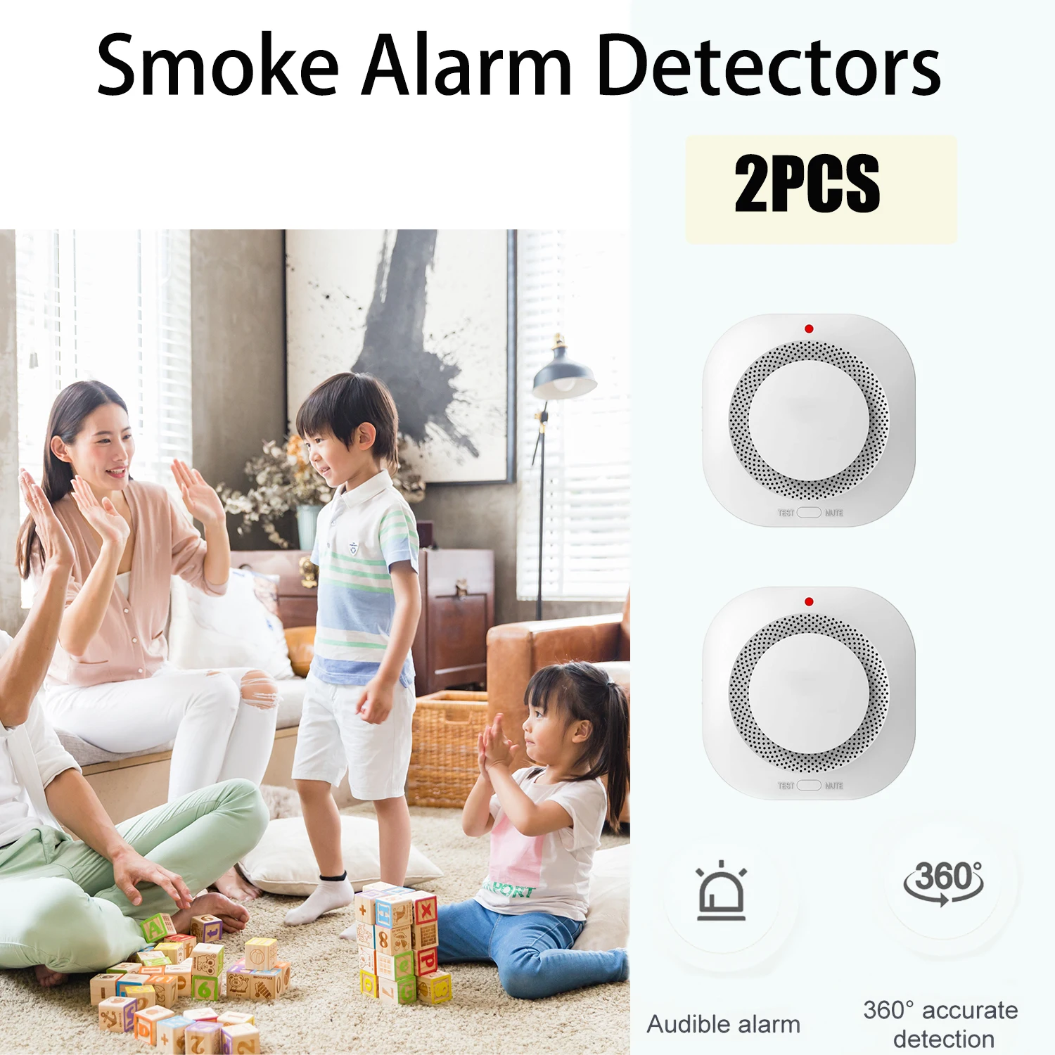 (2 Unidades, Pilas No Incluidas) Detector De Humo, Ignífugo Y Antihumo, Para Uso Doméstico, Con Indicador Led Y Botón De Test.
