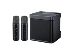 (negro) Maquina De Karaoke Con Micrófono Inalámbrico, Conexión Bluetooth, 2 Micrófonos, Portátil.