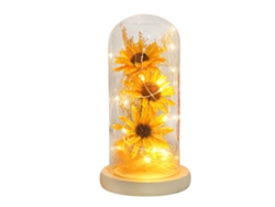 Girasol Artificial Preservado Con Cúpula De Cristal Y Luz Led - Regalo Para San Valentín O El Día De La Madre