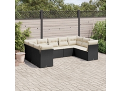 Conjunto de sofá de jardín de 9 piezas con cojines, ratán negro, Dkd Home Decor