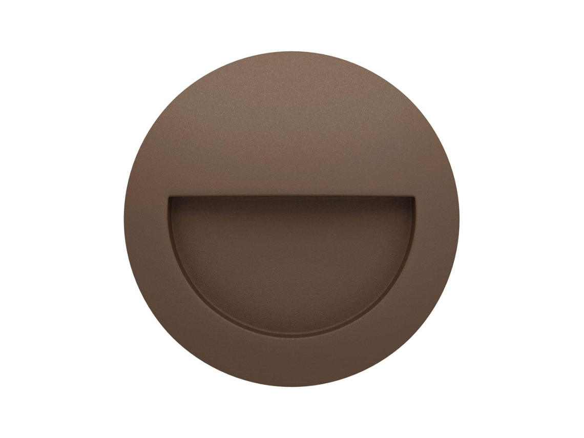 Aplique de pared LED empotrable Mis R 3W, redondo, con interruptor, IP65, 2700k/3200k/4000k, Corten, Beneito Faure