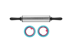 Rodillo De Acero Inoxidable Ajustable De 25 Cm Para Amasar, Accesorio De Cocina Con Anillos De Goma.