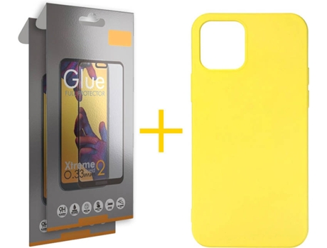 Kit Funda + 2 Protectores de Pantalla Apple iPhone 11 Pro Max SKYHE Full Liso (Amarillo)
