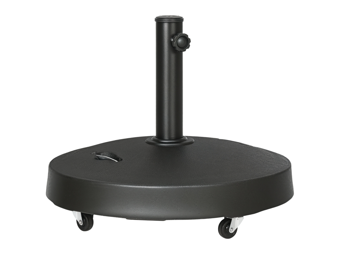 Base de resina PMM CAPITALI de 25 kg con ruedas, asa retráctil, para mástiles de Ø38/48 mm, Ø53x41 cm, color negro.