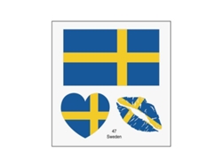 (suecia) 50 Tatuajes Temporales Con La Bandera Nacional, Pegatinas Faciales De Transferencia Al Agua.