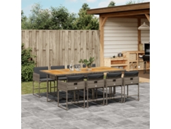 Conjunto de comedor de jardín DKD Home Decor de 9 piezas con cojines, ratán gris