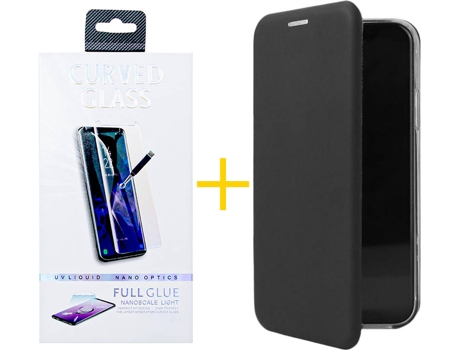 Kit Funda + Protector de Pantalla Samsung S21 Ultra ACCETEL Flip Cover 1620 Negro
