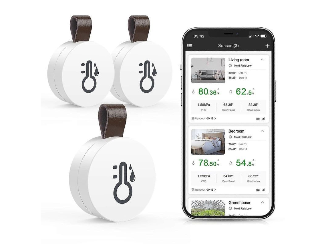 Termómetro Higrómetro Bluetooth, Inalámbrico Mini Con App, Sensor Inteligente, Registrador Y Exportación De Datos 2 Unidades 2 Unidades