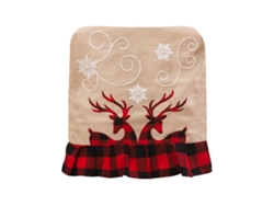 Funda de silla de lino con bordado navideño de elfo