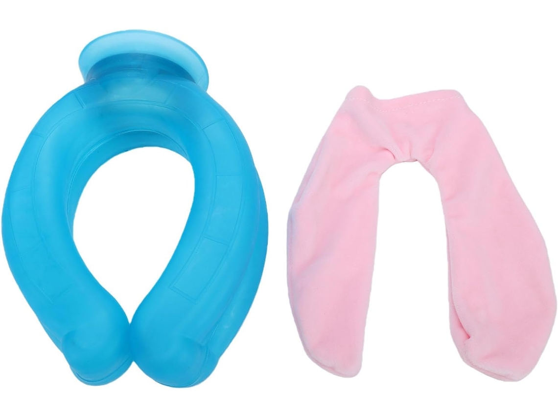 Bolsa De Agua Caliente En Forma De U, Almohadilla Térmica De Pvc Para El Cuello Para Terapia De Frío Y Calor Con Funda.