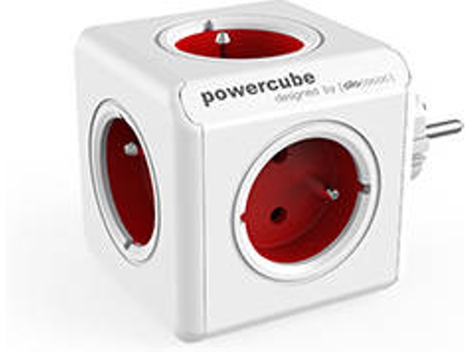 Extensión Eléctrica ALLOCACOC PowerCube Original (Type E - 5 Enchufes - Rojo)