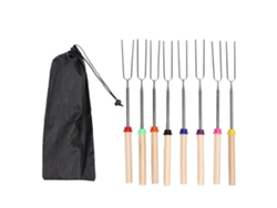 Kit De 8 Brochetas Telescópicas Extensibles Para Asar Malvaviscos Con Bolsa, Ideal Para Barbacoas Y Acampadas.