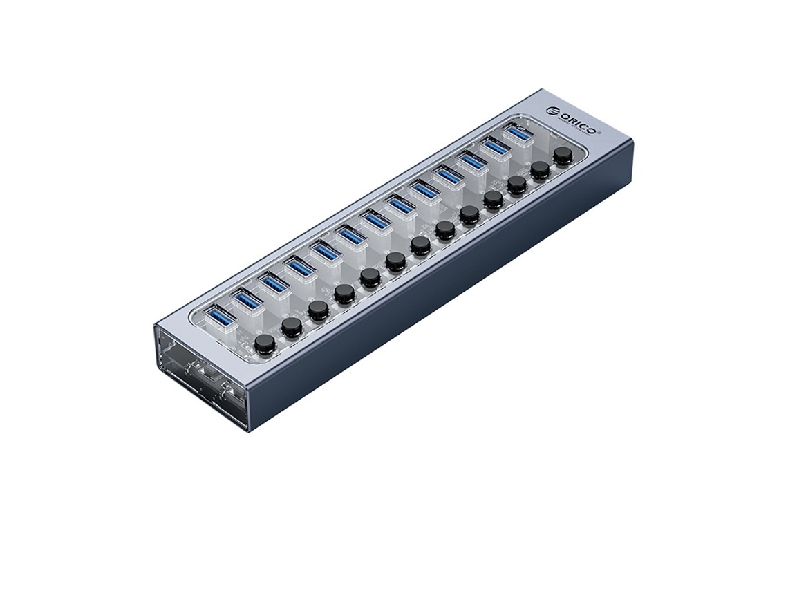 Estación de acoplamiento Yizhood Hub USB Hub USB 3.0 con cargador rápido QC 13 puertos múltiples con interruptor gris