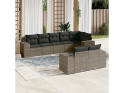 Conjunto de sofás de jardín de 8 piezas DKD Home Decor con cojines de mimbre gris