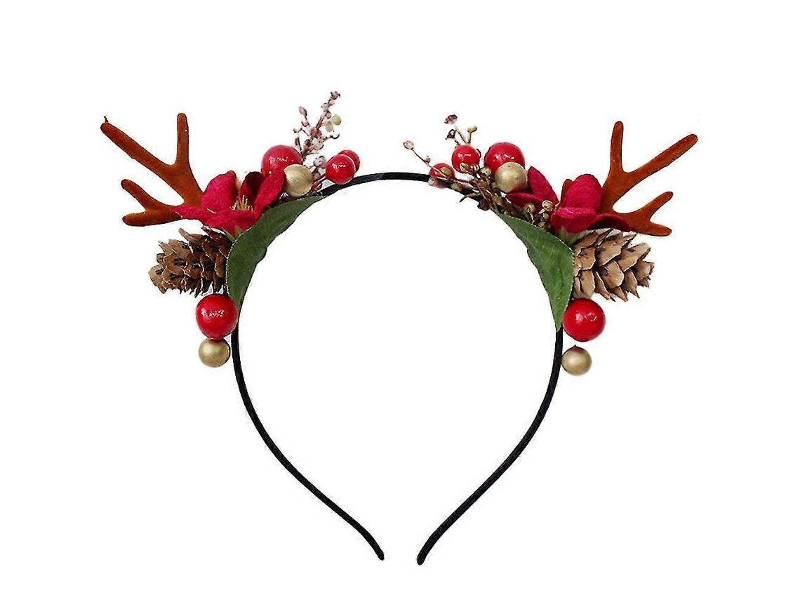 Diadema navideña con astas de reno, pinzas para el pelo, bonito accesorio para niñas