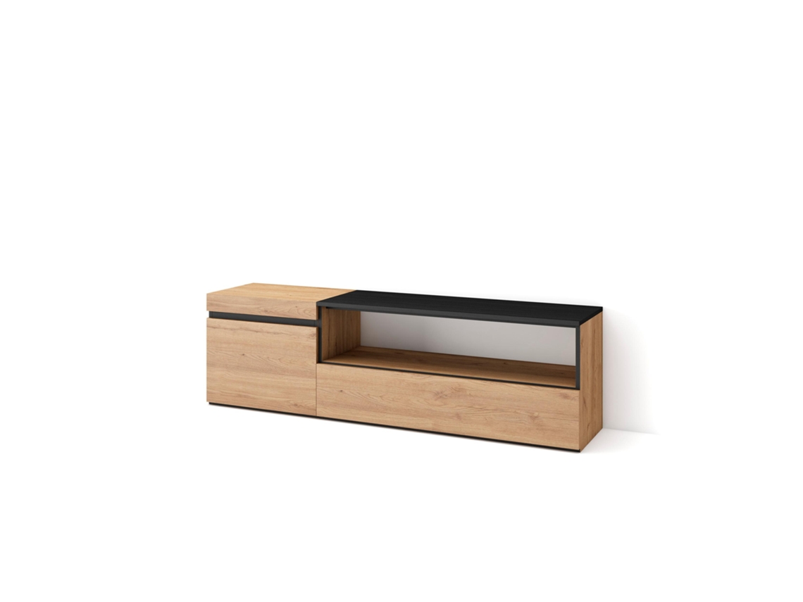 Mueble TV Televisión 150x45x35cm Para TV hasta 65 Con almacenamiento Roble y negro