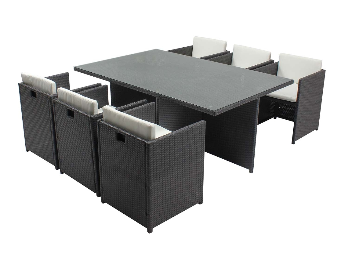 Conjunto de Comida CONCEPT U Miami 6 Personas em poli rattan Gris resina trançada