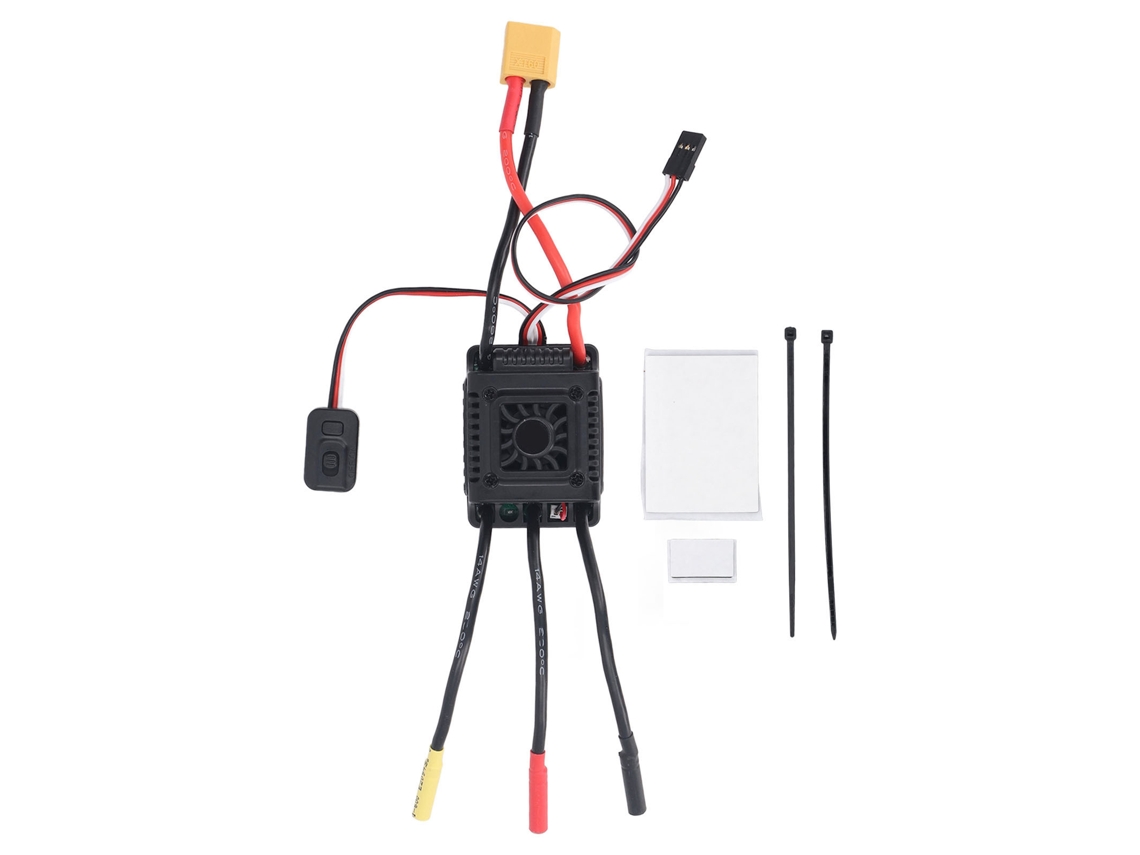 ESC RC sin escobillas de 45 A con fuerza de frenado ajustable, ESC para coche RC a escala 1/10 con puerto de programación externo