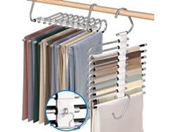 Gancho Para Pantalones Que Ahorra Espacio - Bandeja Para Pantalones - Capacidad Para 9 Pares De Pantalones - Gancho Para Ropa - Plateado
