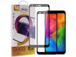 Protector Cristal Templado LG Q7 HONGWE. Cobertura Completa Negro
