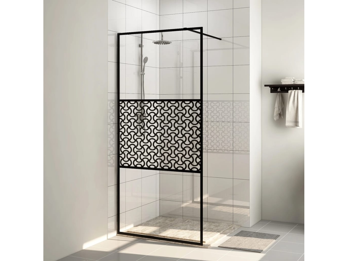 Mampara De Ducha Accesible Vidrio Esg Claro Negro 80x195 Cm