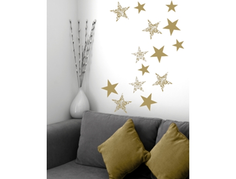 Pegatina Decorativa PLAGE Estrellas de Navidad Amarillas y Barrocas 24 cm X 68 cm