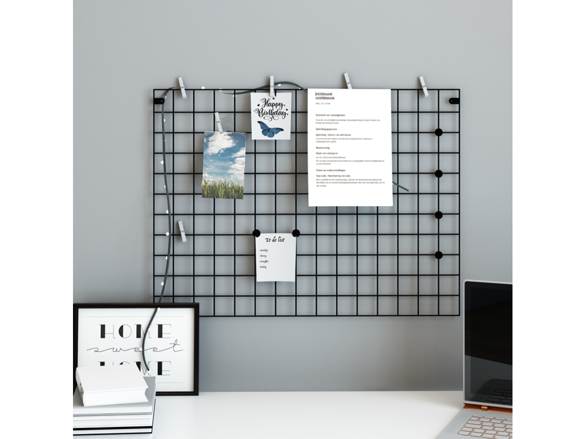 Painel de Rejilla para Fotos [EN.CASA] (Metal - Negro)