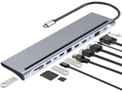 Estación De Acoplamiento Usb 3.1 A Doble Hdmi Compatible Con Hub Tipo-c 12 En 1 Vga 4k
