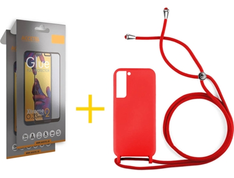 Carcasa + 2 Protectores de Pantalla para Samsung Galaxy S22 Plus 5G ACCETEL Rojo