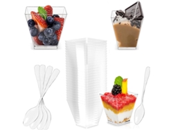 Copos De Postre De Plástico Con Cucharas, Transparente, 60 Ml, 20 Piezas