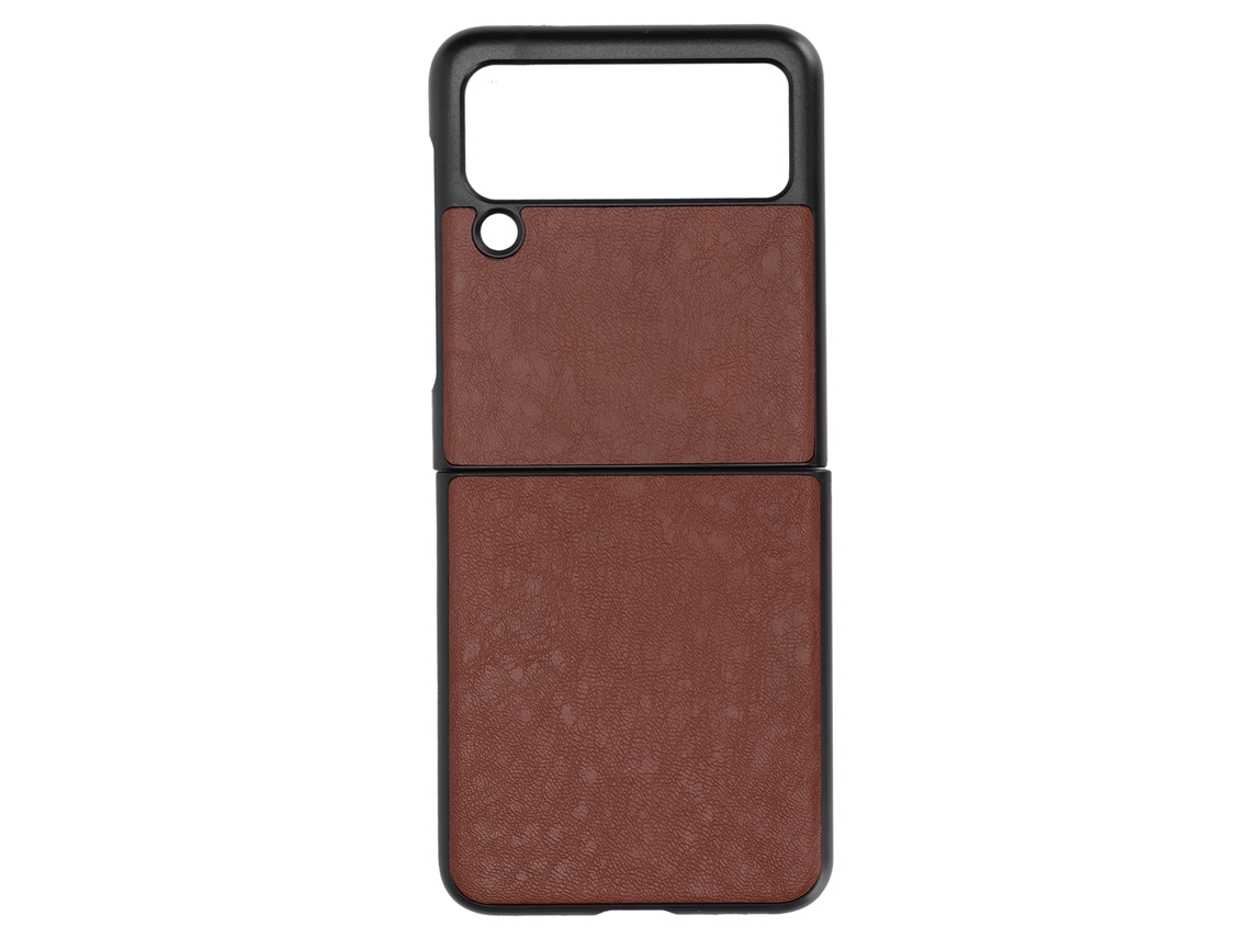 Capa De Couro Para Samsung Galaxy Z Flip 3 Anti-risco E Anti-choque Protetora Marrom