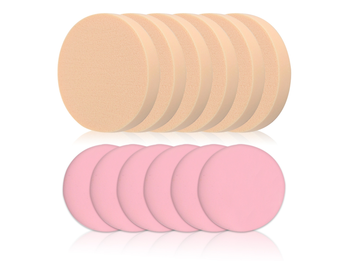 12 esponjas de maquillaje redondas con cojín de aire, borlas para base y corrector