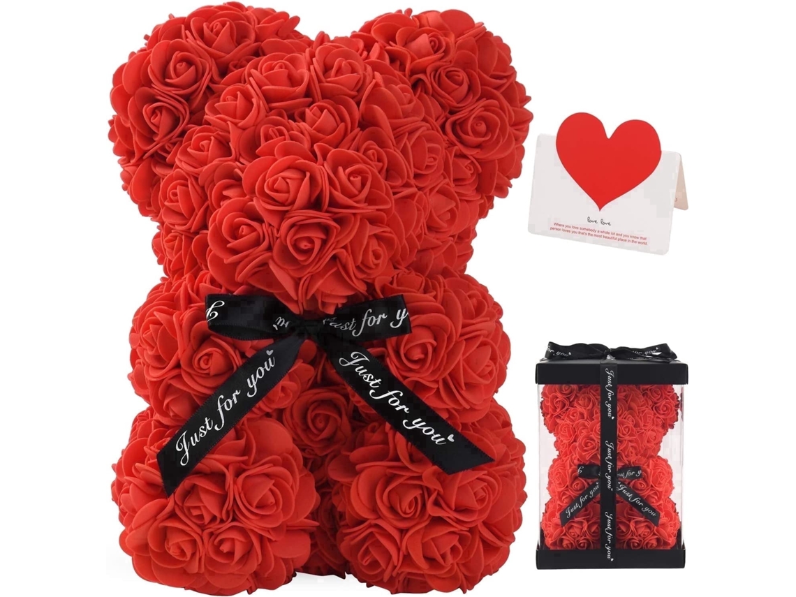Un Osito De Peluche Floral Hecho A Mano, Una Caja De Regalo Y Una Tarjeta De Felicitación. Es Un Regalo Romántico Para Ella, Y Su Diseño Erg