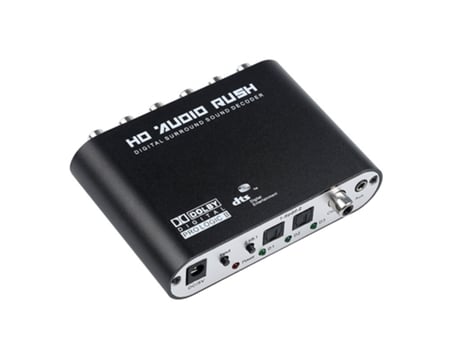 5.1 Audio Gear DTS AC-3 6CH Convertidor de audio digital LPCM a 5.1 Salida analógica 2.1 Decodificador de audio digital para DVD PC negro