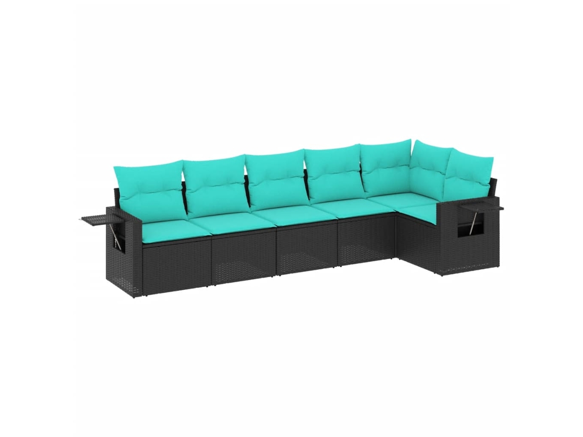 Maison Exclusive - Conjunto De Sofá De Jardín De 6 Piezas Con Cojines, De Poliratán Negro