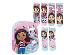 Mochila Infantil De Gabby´s Dollhouse Rosa Pack 3 Calcetines Talla 27-30