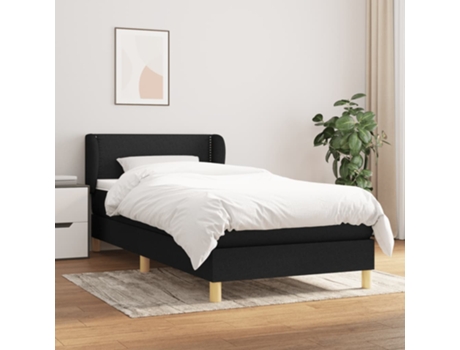vidaXL Cama con somier y colchón 90x200 cm tela negro