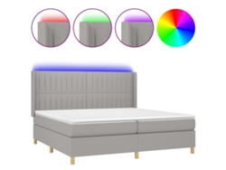 Maison Exclusive - Cama Box Spring Con Colchón Tela Y Led Gris Claro 200x200 Cm