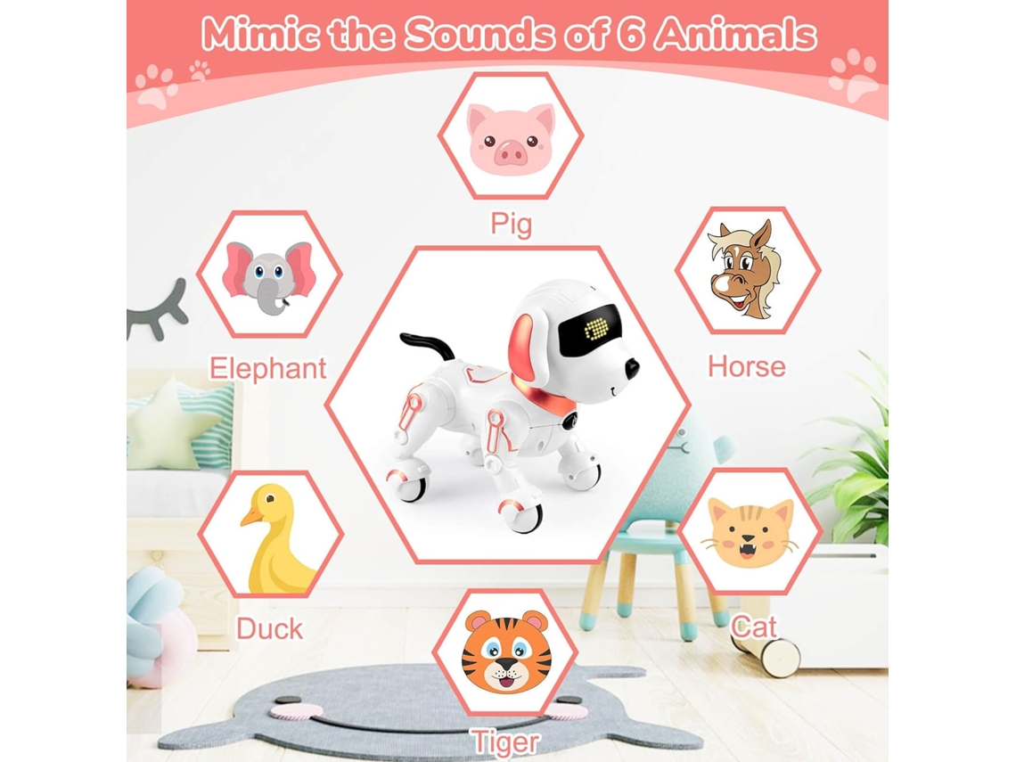Juguete para perros robot, perro con control remoto, juguete eléctrico para perros para niños de 8 a 12 años - Rosa CHRONUS