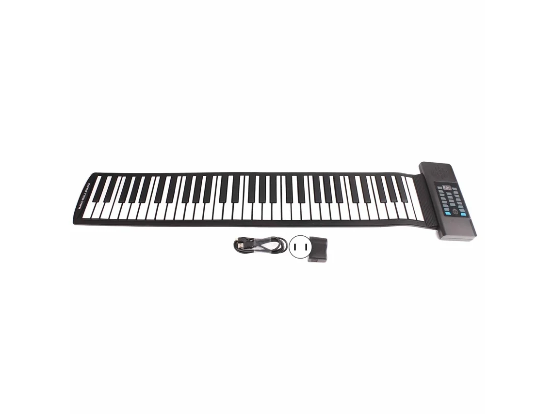 Piano Portátil Con Teclado Enrollable De 61 Teclas, Midi Y Pantalla Led Digital, 100-240 V, Enchufe Usb.